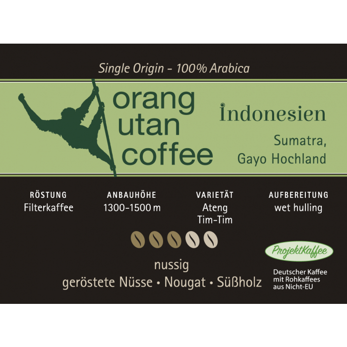 Orang Utan Coffee Sumatra 1000g Bohnen