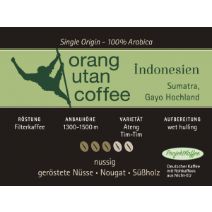 Orang Utan Coffee Sumatra 1000g Handfilter-Kaffeemaschine