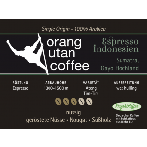 Espresso Orang Utan Sumatra 1000g Espresso - Siebträger