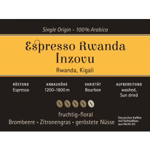 Espresso Ruanda Inzovu 1000g Bohnen