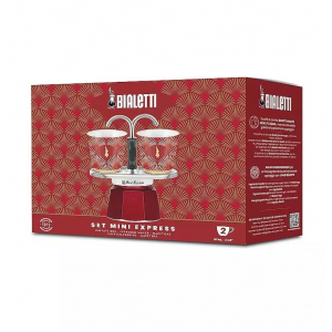 Bialetti Espressokocher Set rot Induktion inkl. 2 Becher...