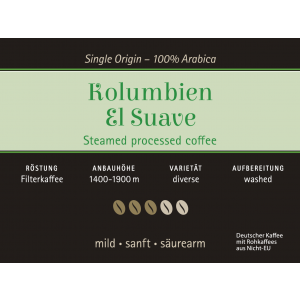 Kolumbien El Suave 1000g Handfilter - Kaffeemaschine