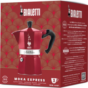 Bialetti Espressokocher Moka Express rot 3 Tassen Deco...