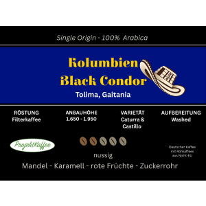 Kaffee Kolumbien Black Condor 500g Bohnen