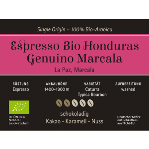 Bio Espresso Honduras Genuino Marcala 1000g Espresso - Siebträger