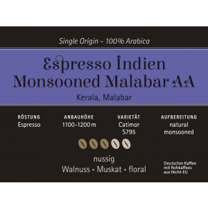 Espresso Indien Monsooned Malabar 1000g Bohnen